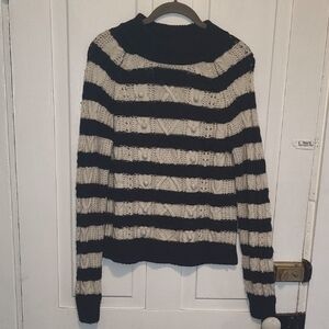 J. Crew Striped Navy & Cream Sweater